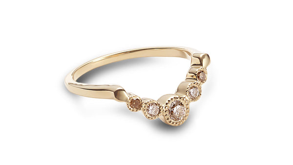 Stackable curve milgrain ring with chocolate diamonds - shiri tam fine jewelry