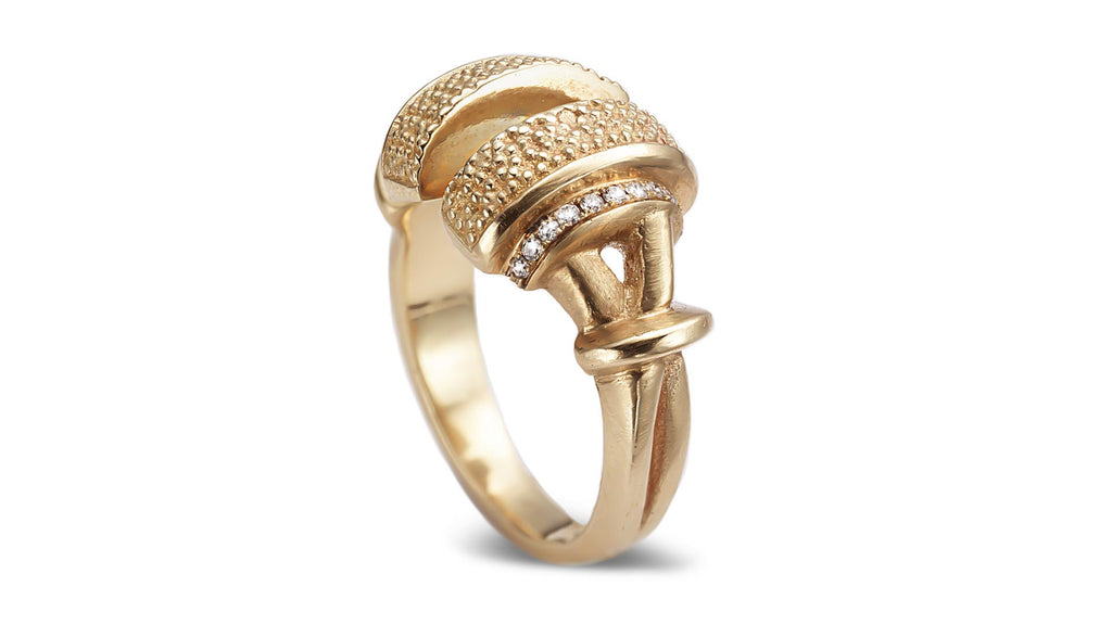 Open double texture ring with diamonds - shiri tam fine jewelry